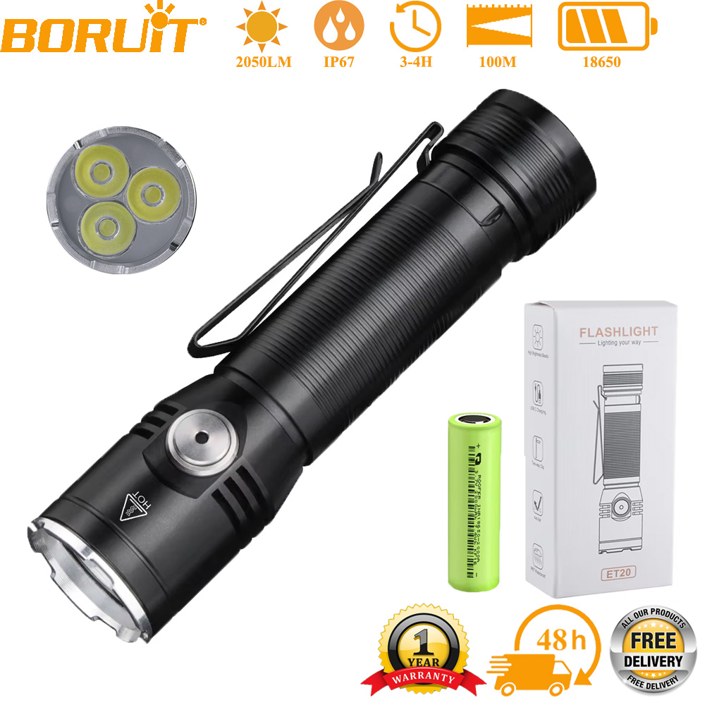 Outdoor Adventure Inc - BORUiT 2050LM ET20 Linterna portátil superbrillante