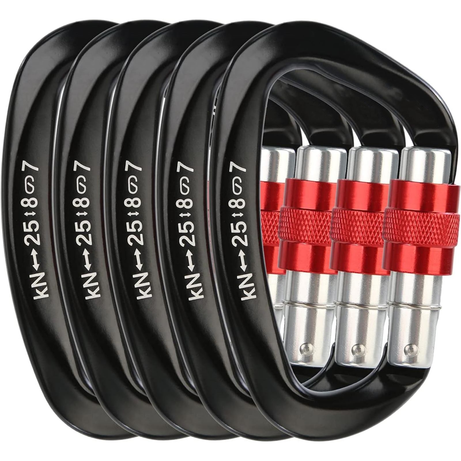 Carabiner Locking D - 5 unids/set 25KN mosquetón de aluminio